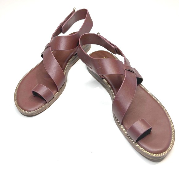 Franco Sarto Brown Leather Gensi Toe Loop Slingback Sandals 8.5M - Picture 2 of 7